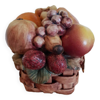 Panier de fruits céramique barbotine vintage