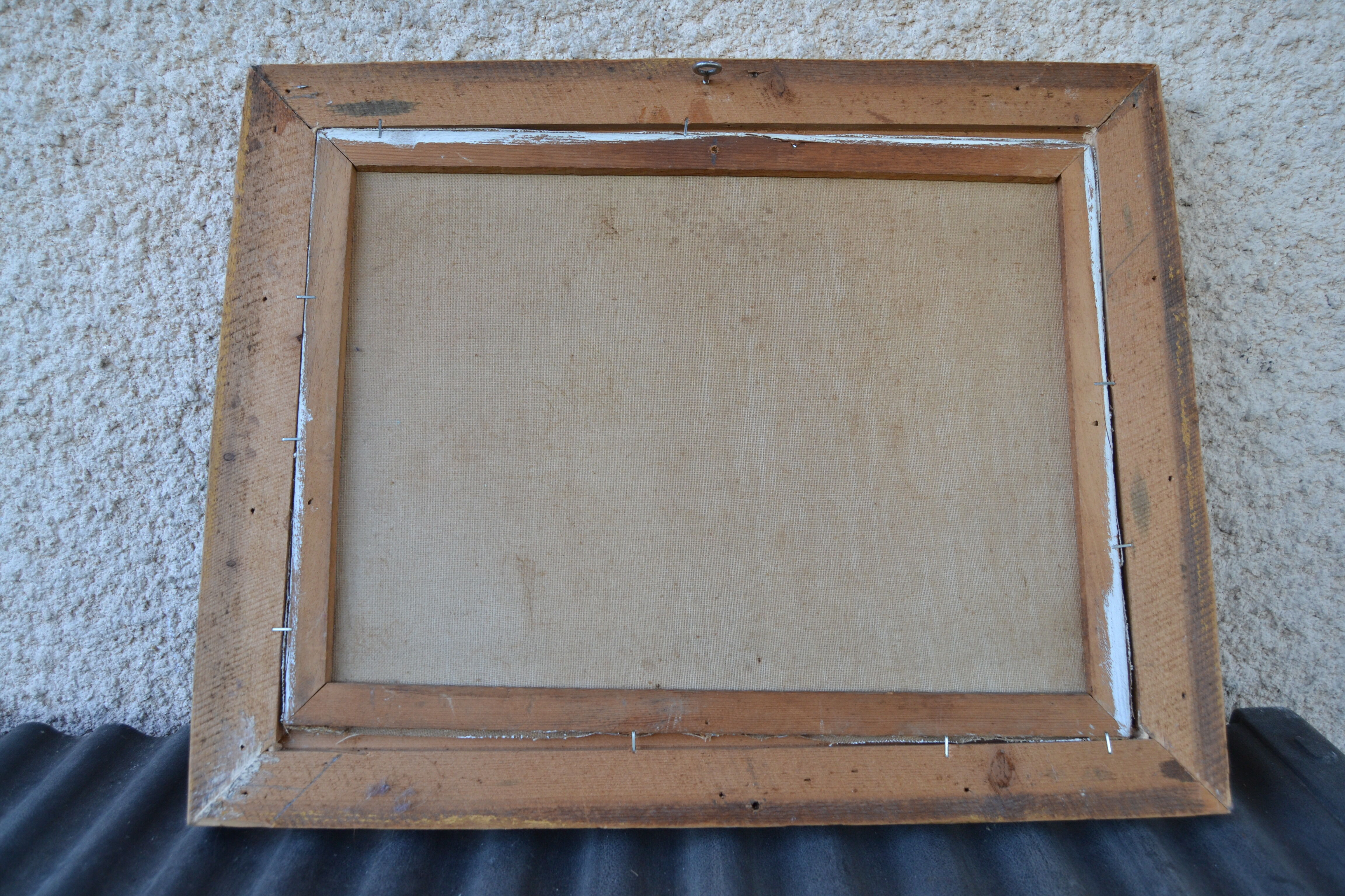 Ancient painting 19th century mountain landscape