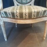 Medallion armchair Style Louis XVI patinated
