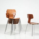 Arne Jacobsen, set of 6 chairs model 3103 known as Marteau ed. Fritz Hansen