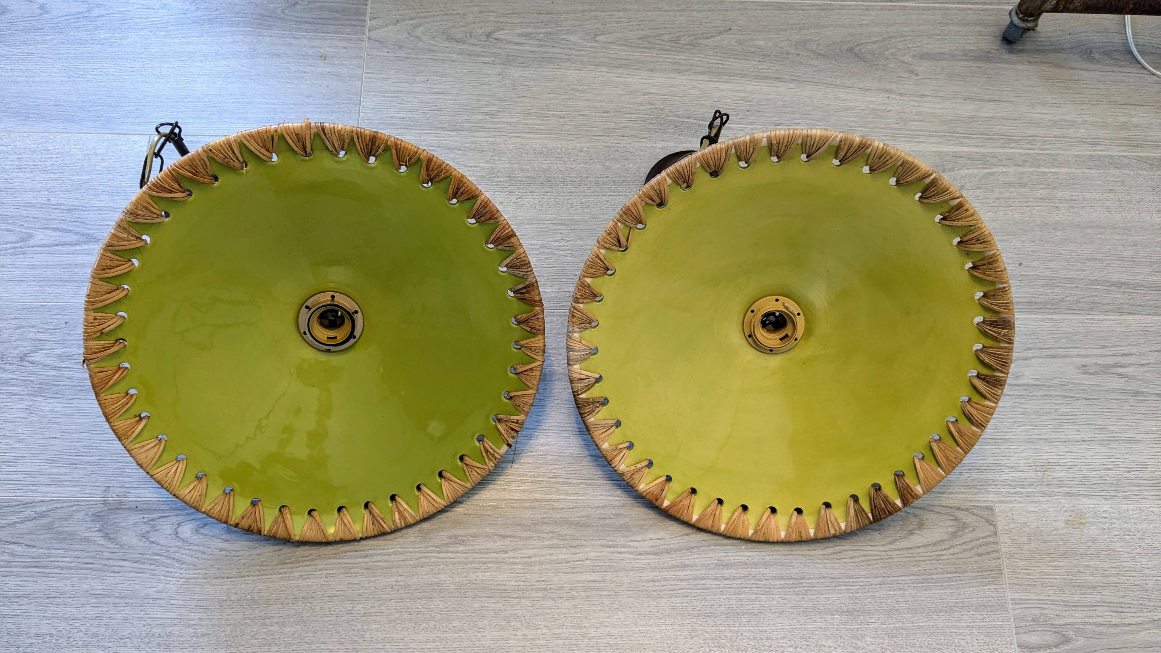 80's Concept Glass Italian Pendant Lights, Vintage Design Pair