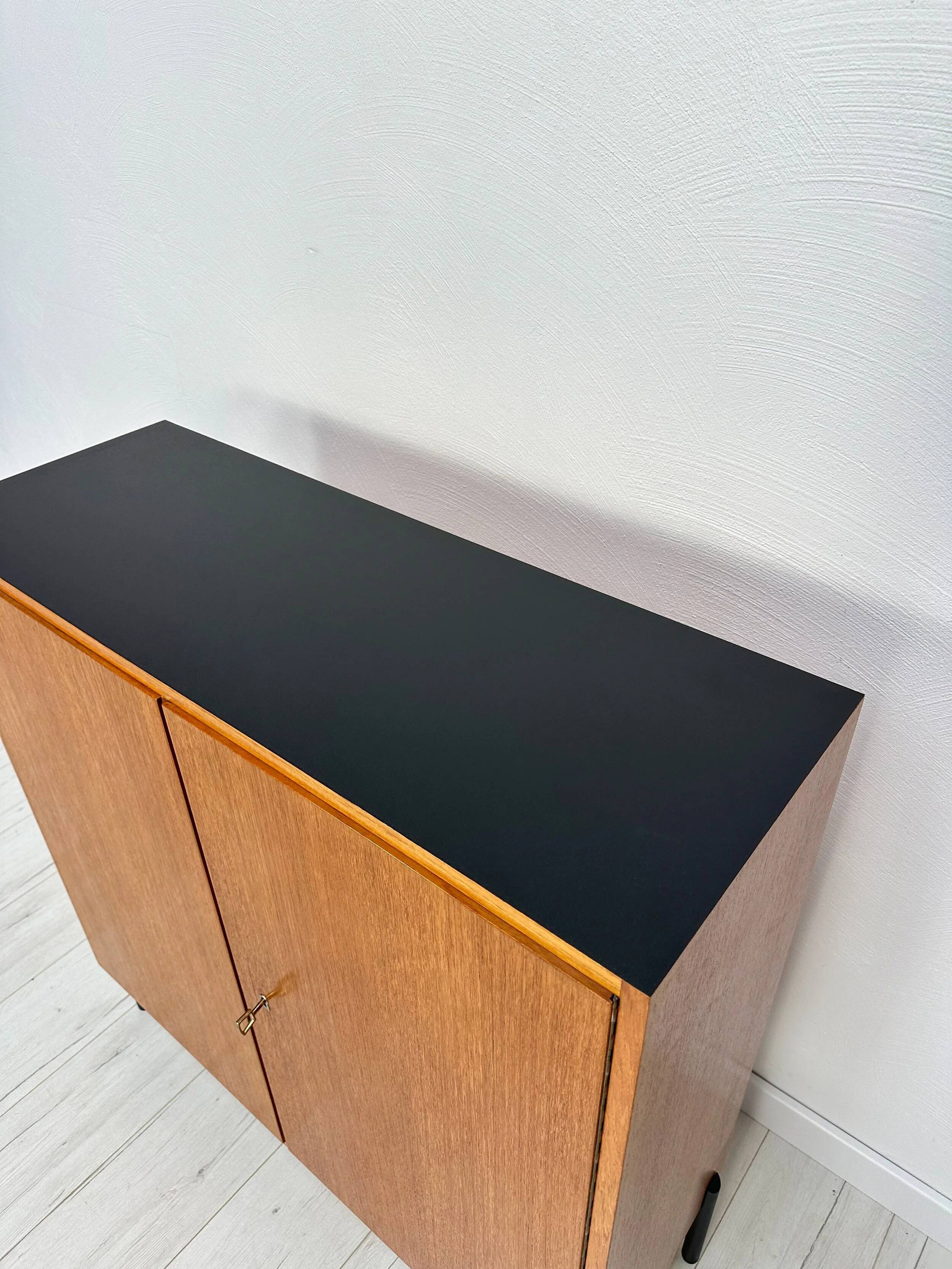 1960s Small Vintage Teak Cabinet with Metal Legs