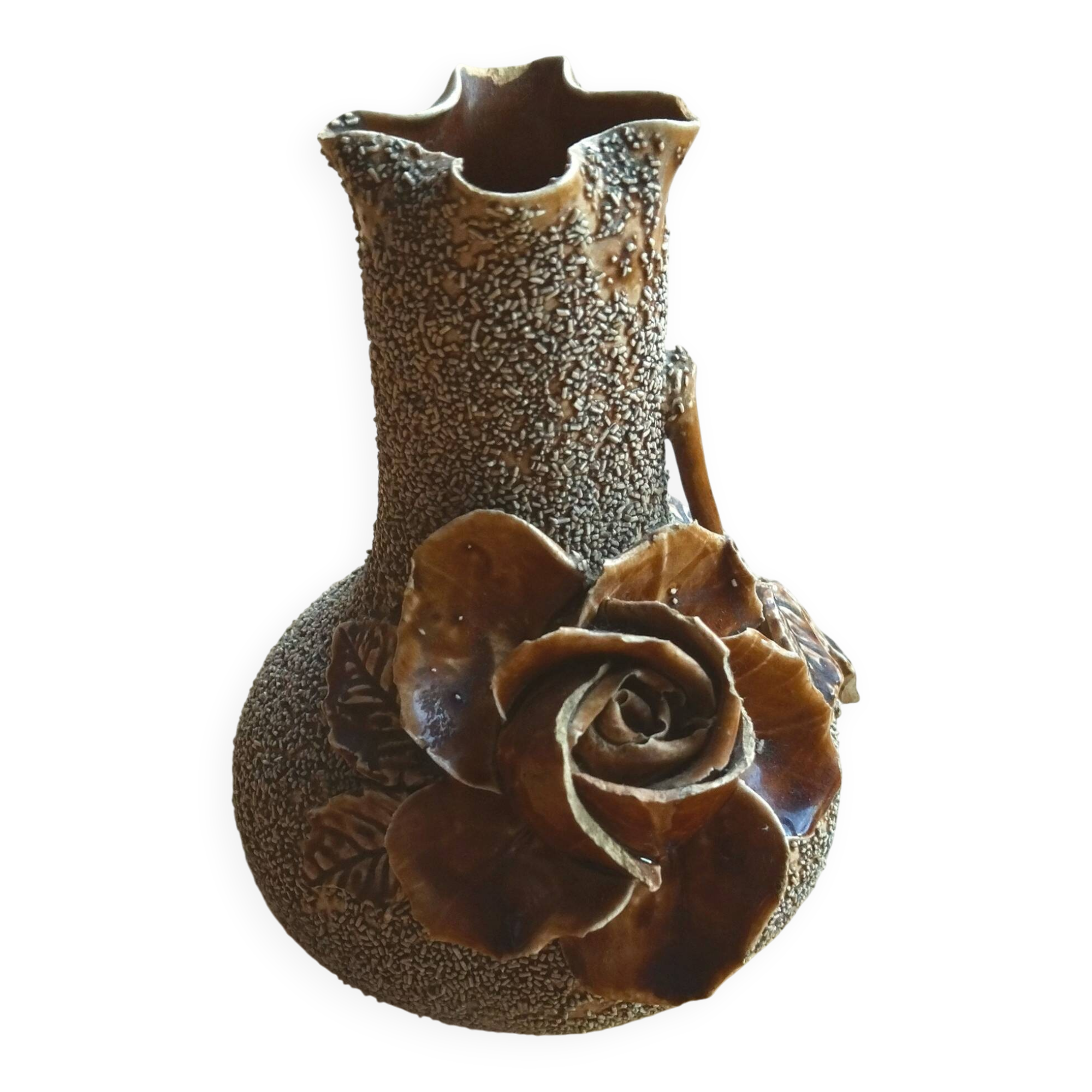 Beautiful antique majolica and slipware vase