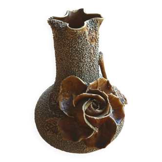 Beautiful antique majolica and slipware vase