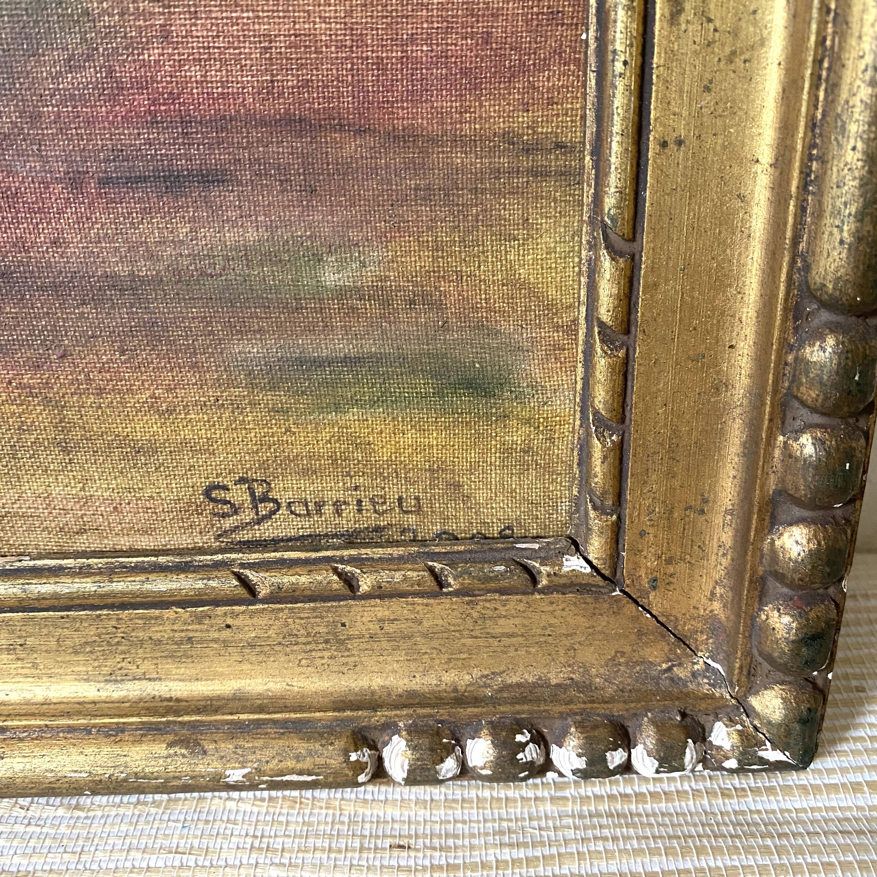 Painting, framed peony canvas