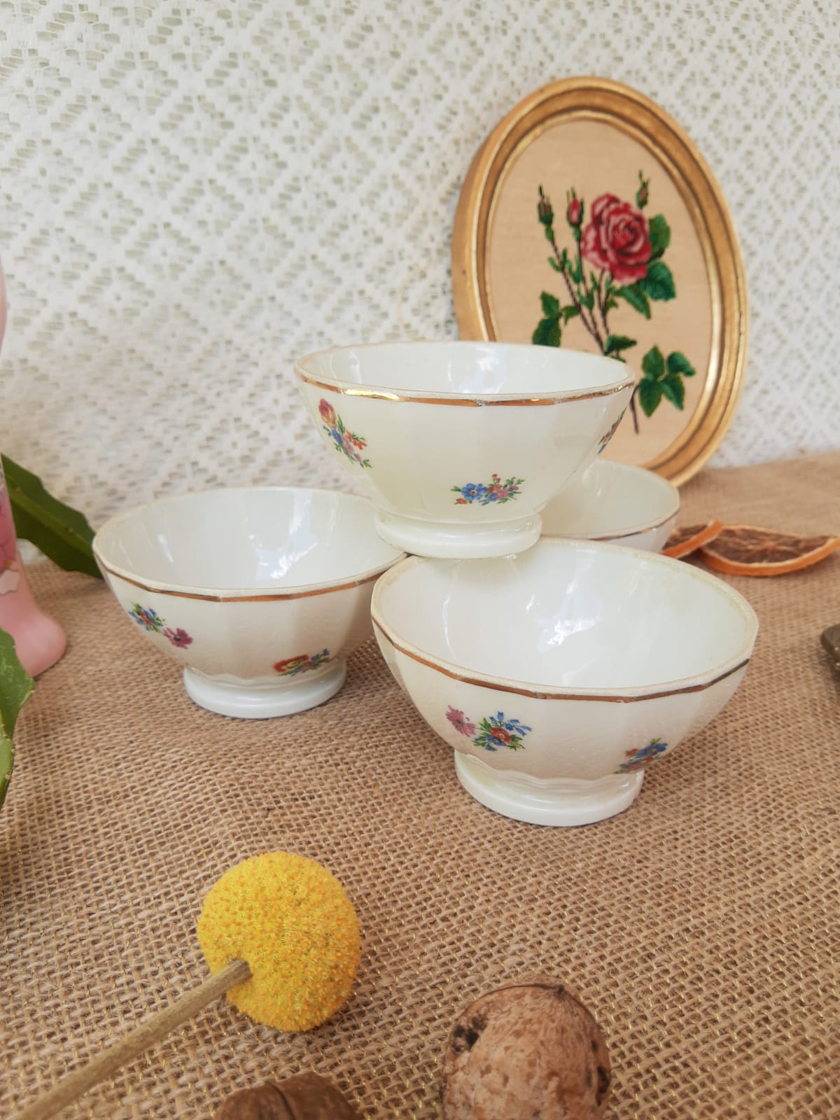 Set of 4 porcelain bowls of old limoges