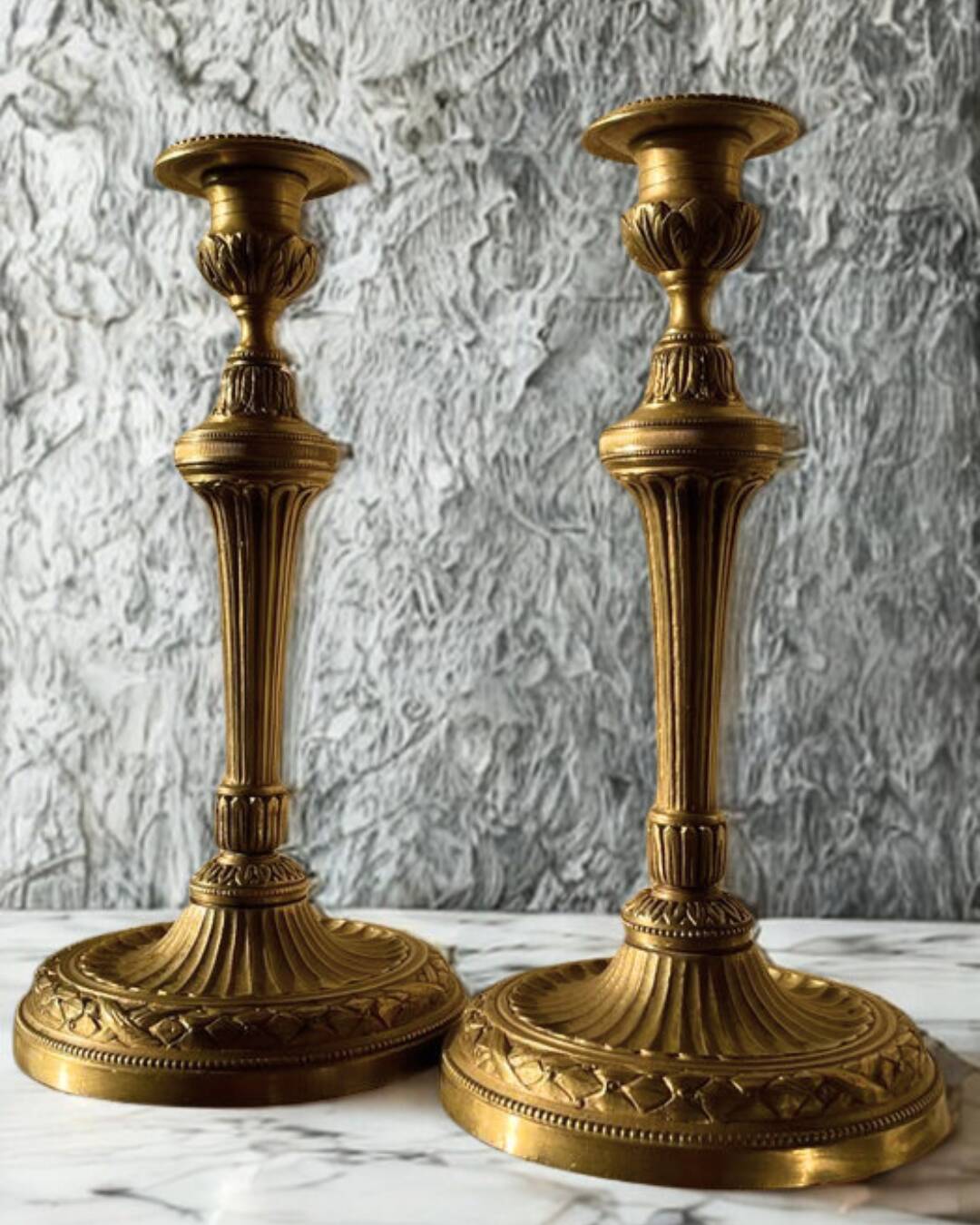 Pair of bronze candlesticks, Louis XVI style, late 19th – early 20th century