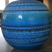 Vase ceramic blue Aldo Londi for Flavia Montelupo faïence vintage 60/70 italy