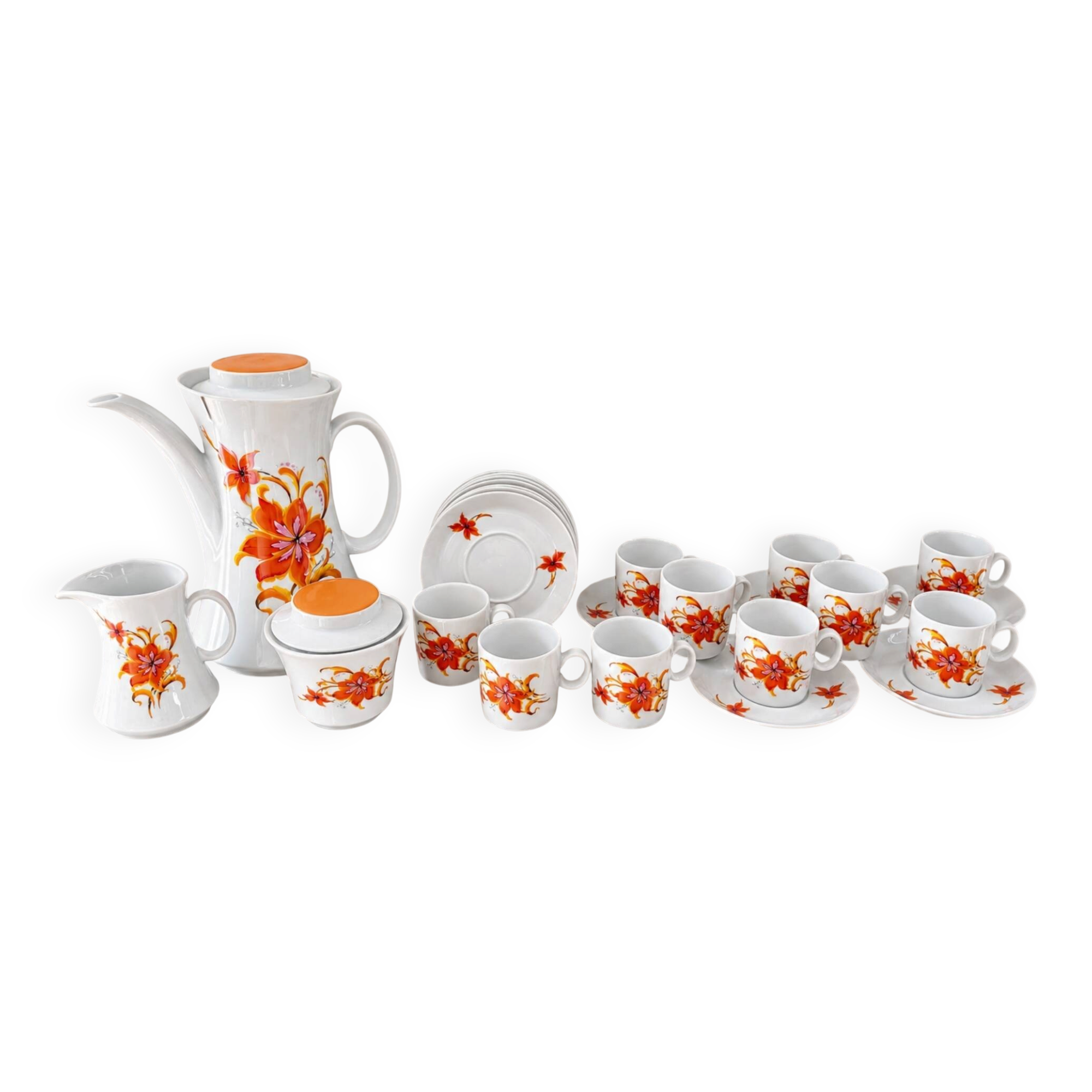 Service Winterling 70s – flamboyant floral orange décor