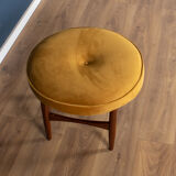 Retro teak 1960s kofod larsen upholstered mustard stool