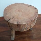 Brutalist tripod coffee table in solid wood.