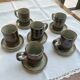 Vintage Rustic Stoneware Coffee Set - 6 Cups + 6 Saucers