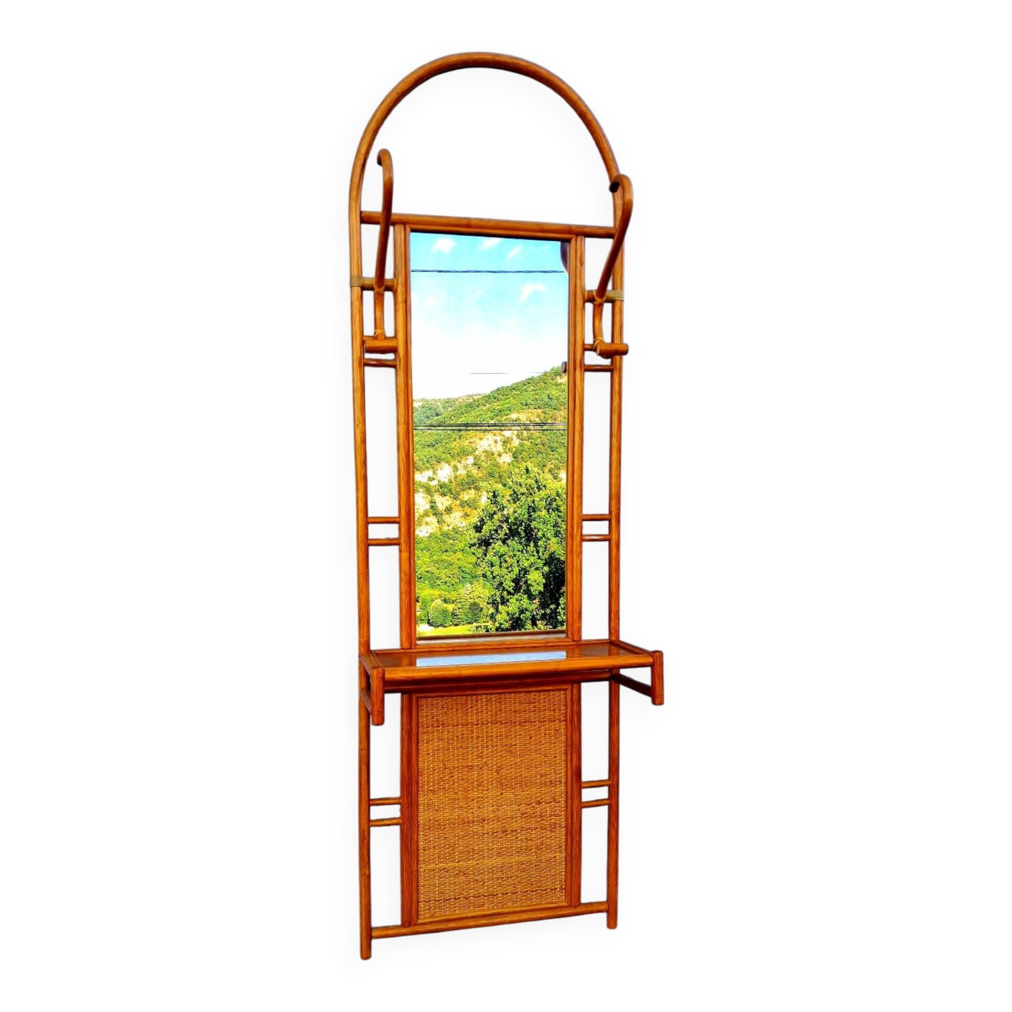 Vintage rattan entrance hall wardrobe