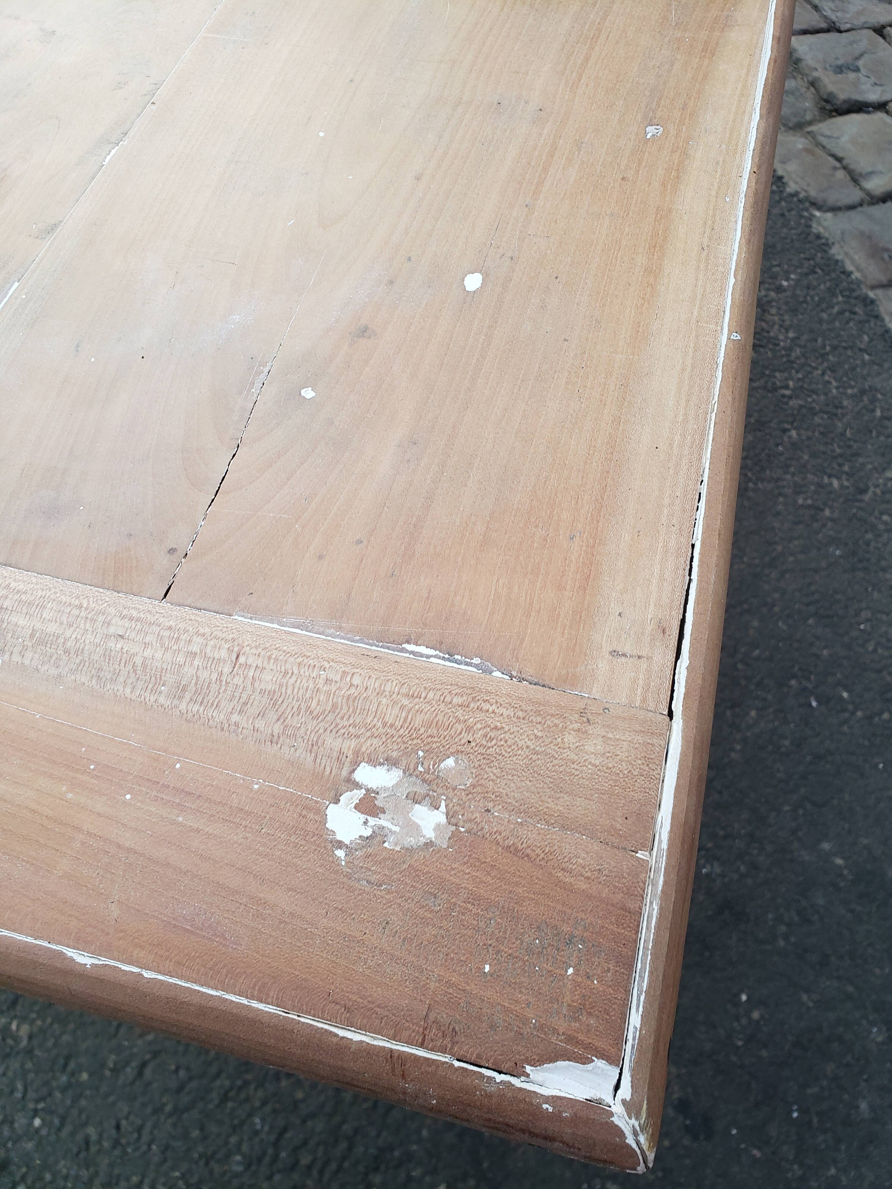 Old patina farm table turned feet