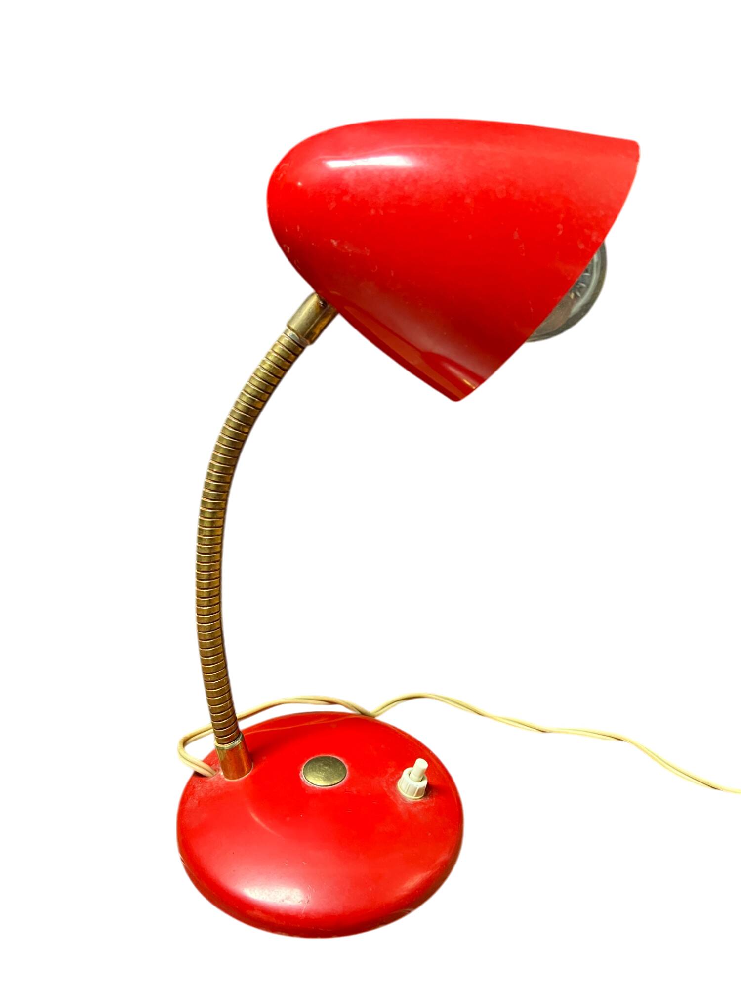 Red metal desk lamp