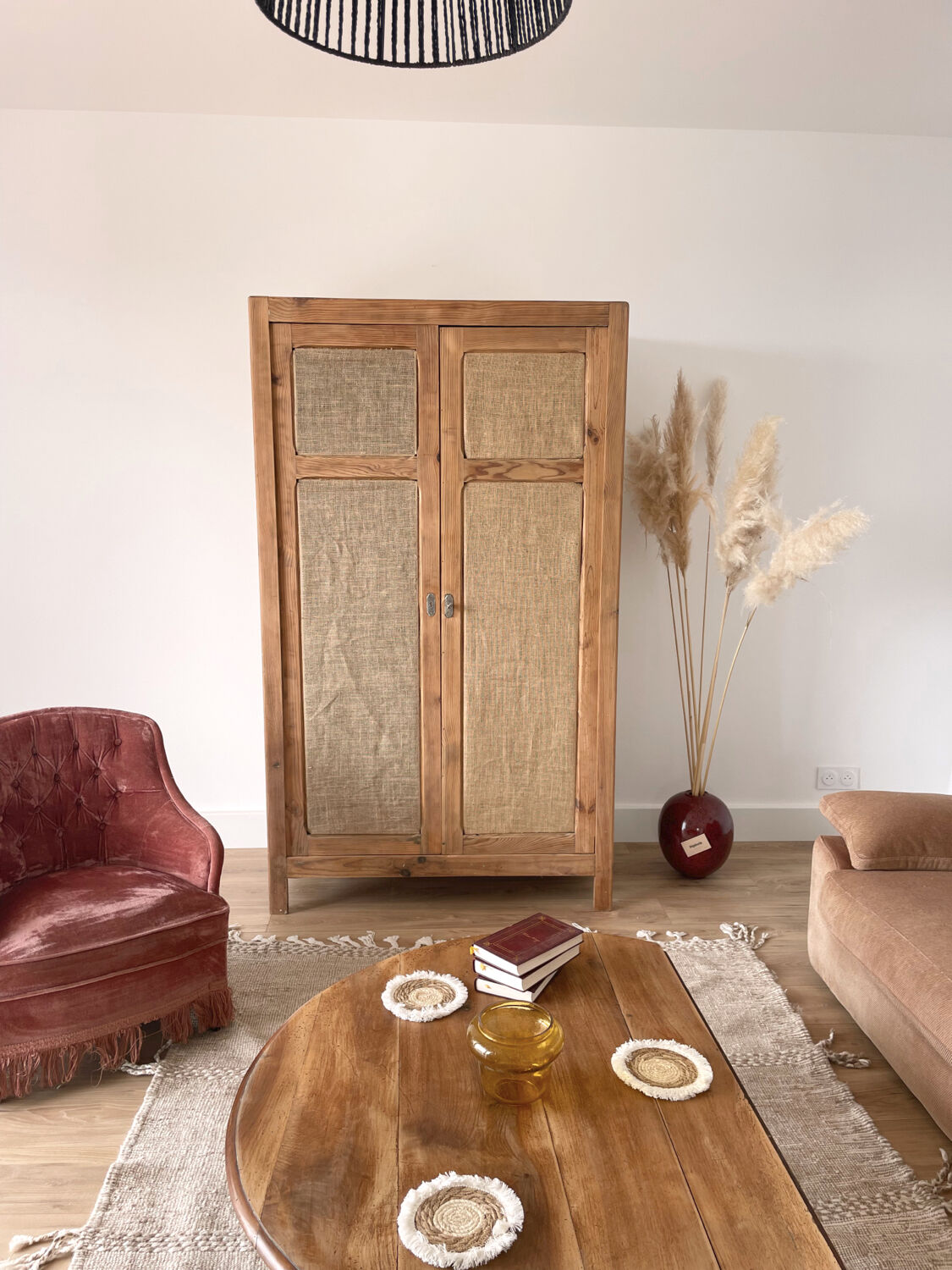 Wardrobe Parisian vintage raw wood bohemian