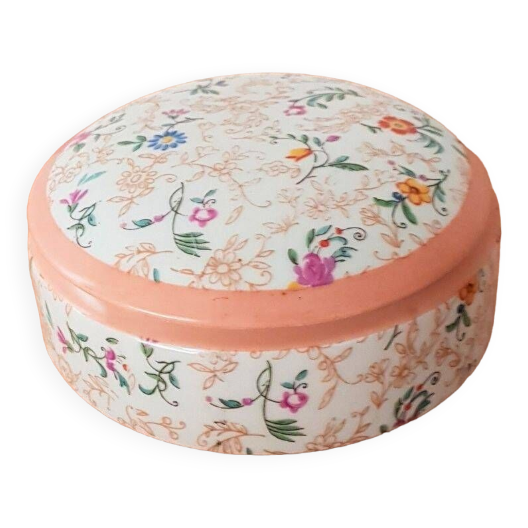 Jewelry box/ Pink and Flowered Porcelain candy box