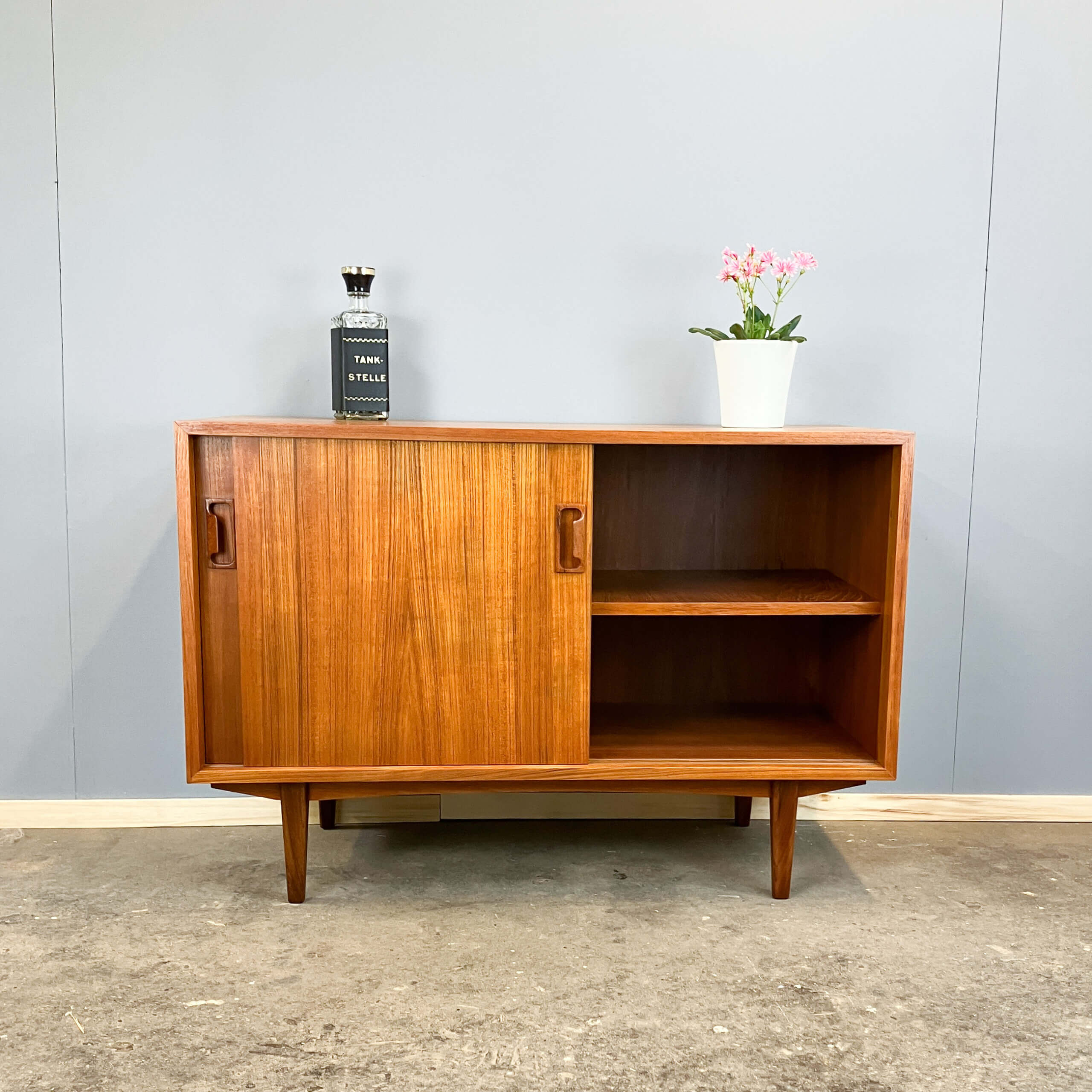 Small sideboard with sliding doors, teak, 1960s