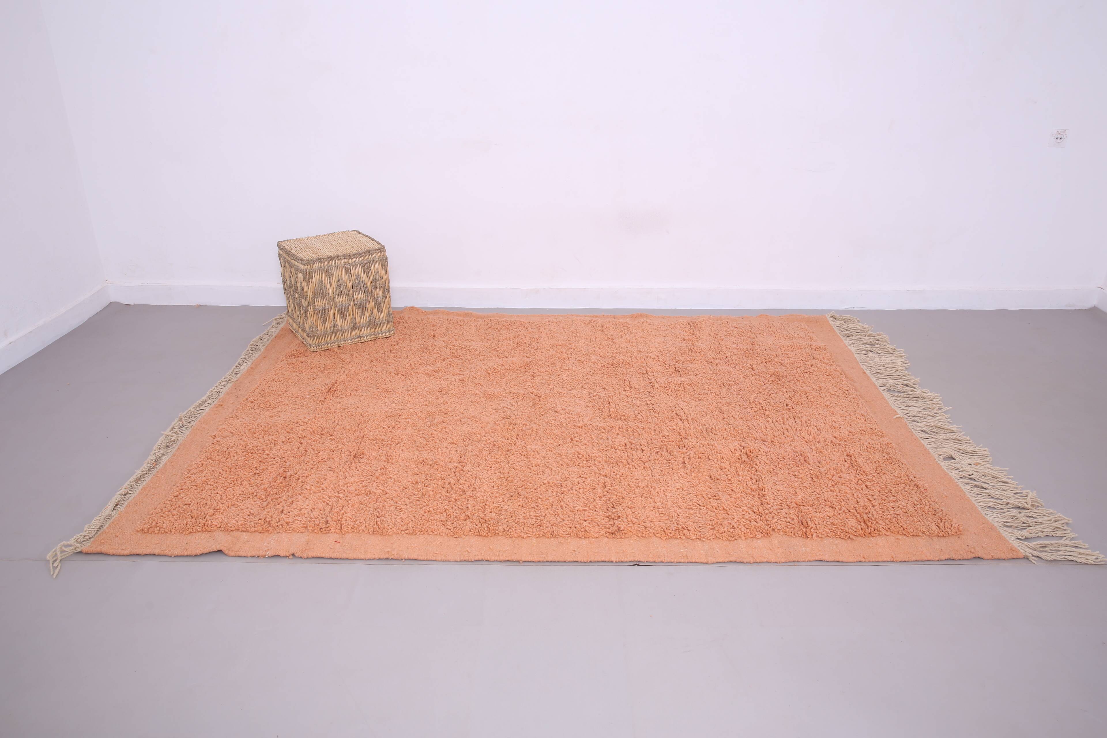 Peach Vintage Moroccan Rug 187 x 252 cm - Handmade Berber Wool Rug Boho