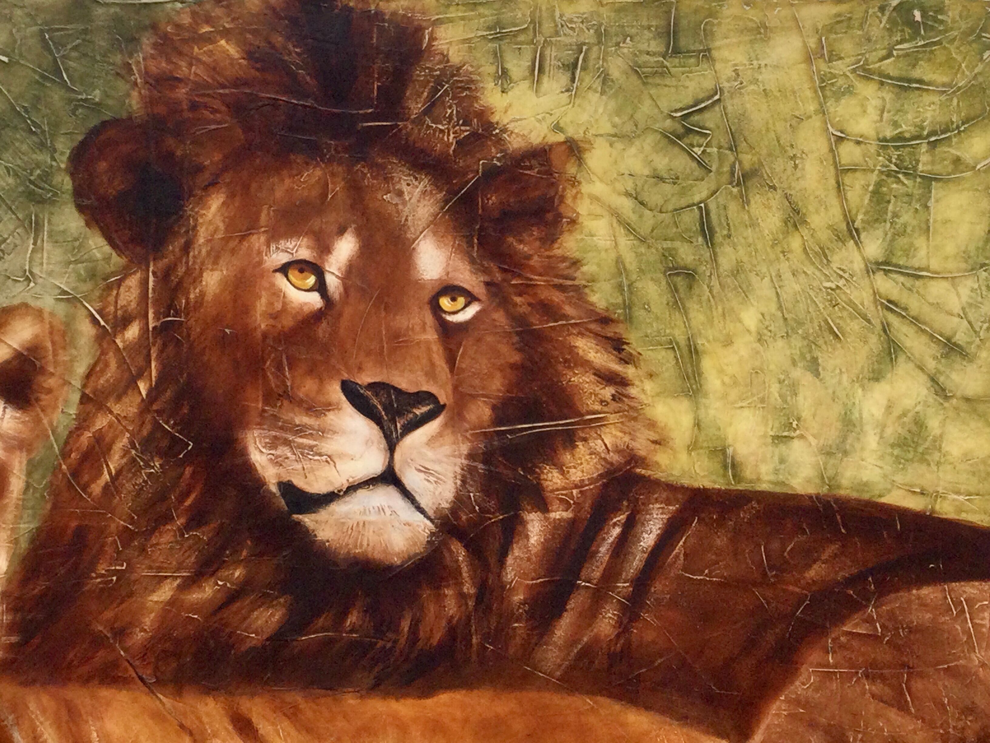 Oil on canvas "Couple of felines" by Dominique PROTTI-BARAIZE