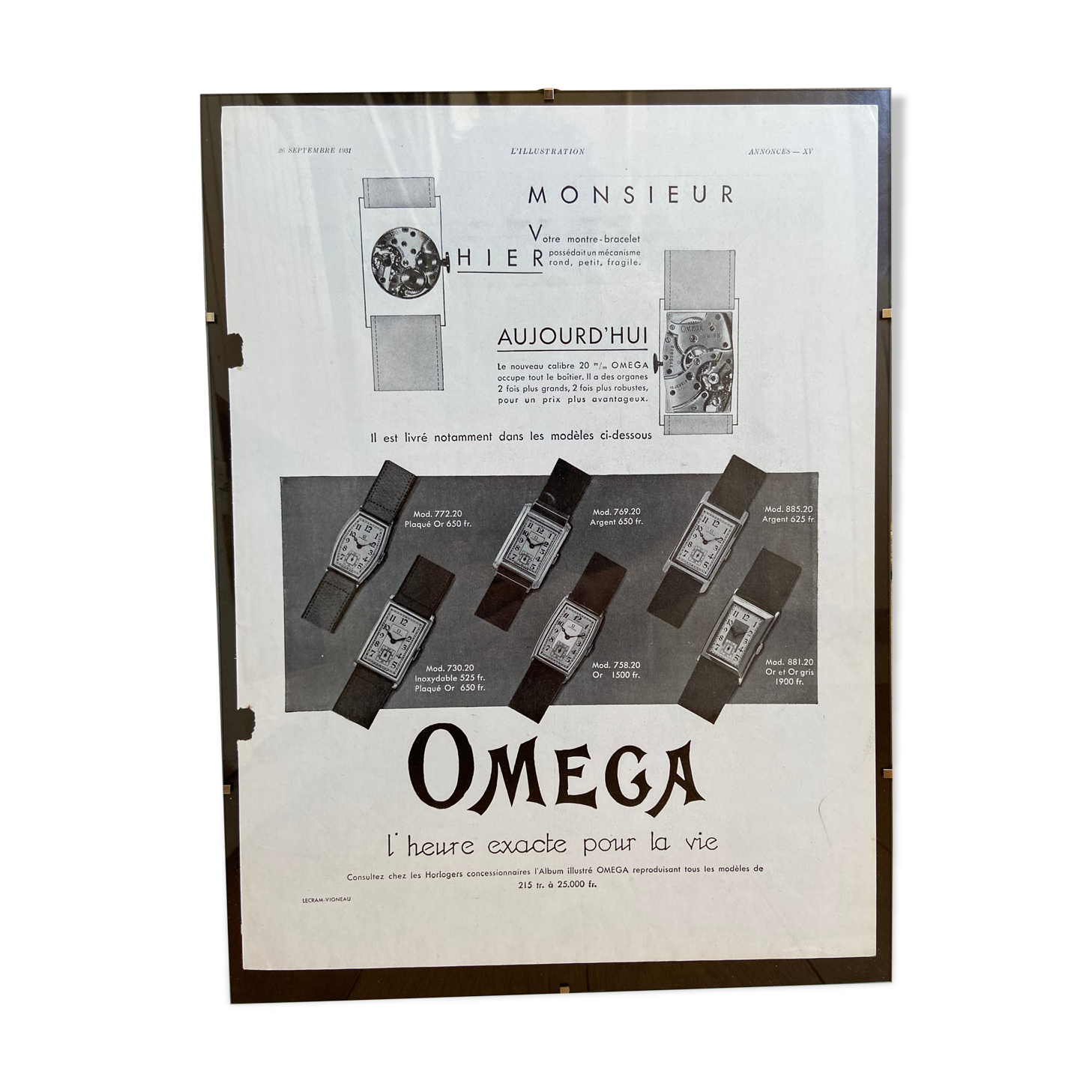 Advertising poster Omega September 26, 1931