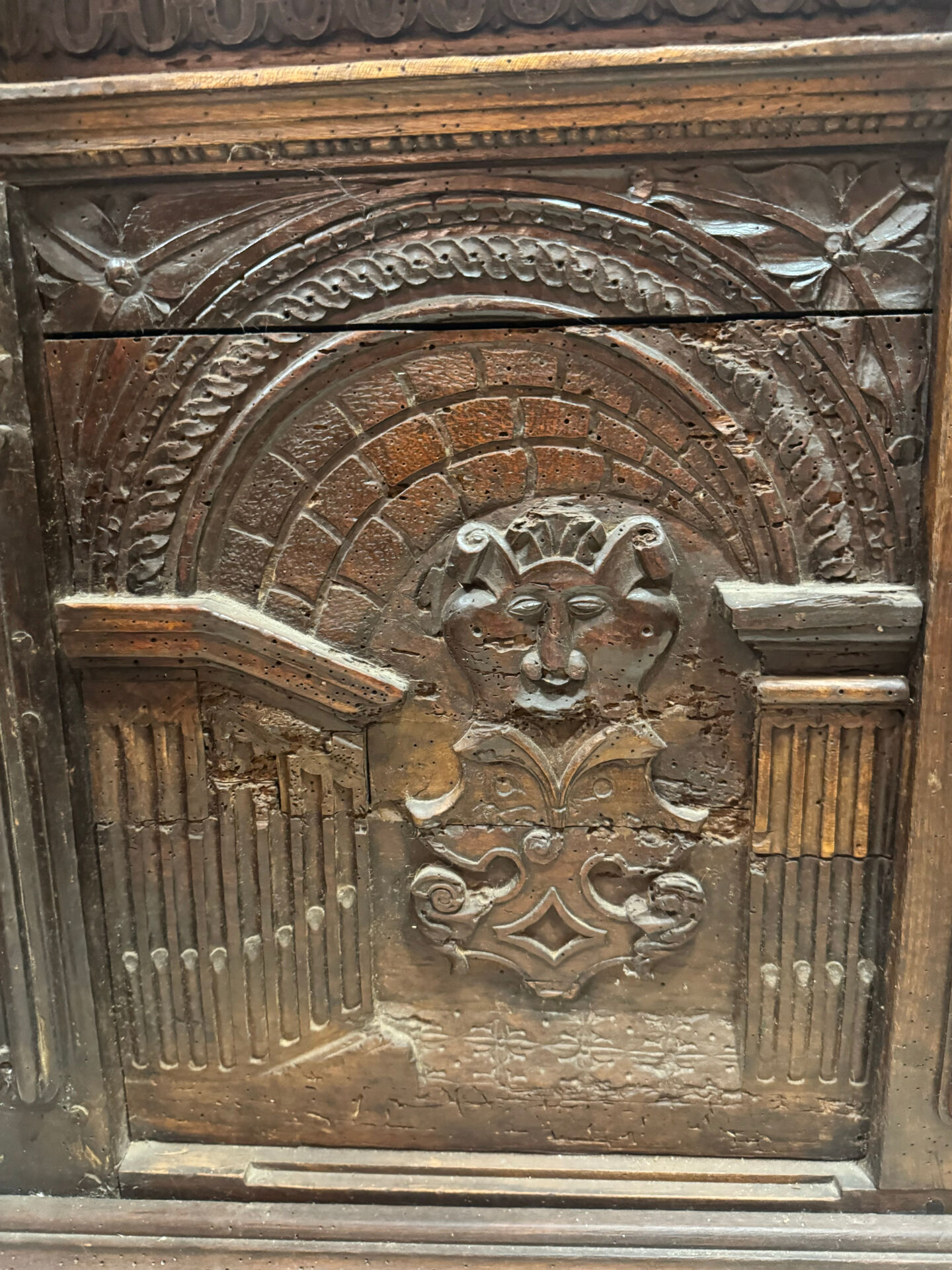Large oak chest from the 18th century.