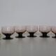 Set de 11 coupes à pied rose, vintage, 1950, mid century