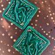 Vintage Emerald Green Ceramic Bottle Holder - Deer & Gold Decor