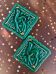 Vintage Emerald Green Ceramic Bottle Holder - Deer & Gold Decor