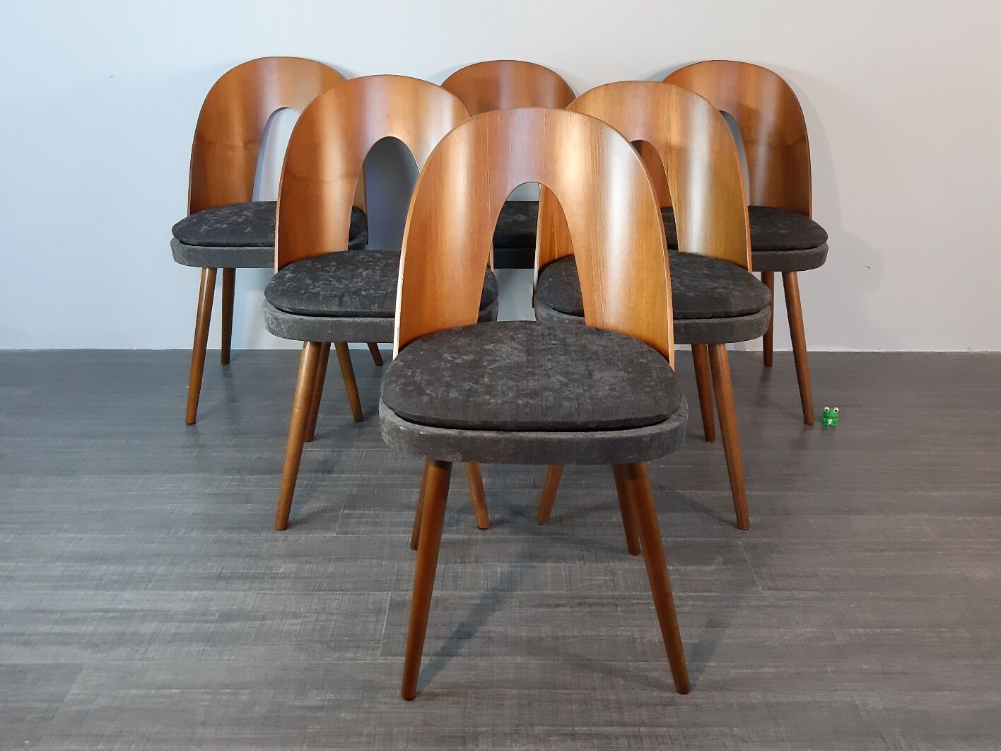Set 6 chairs Walnut Suman by MIER, Mid-Century Czechoslovakia 1960 s