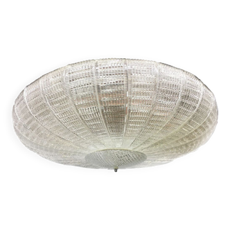 Modern striped transparent Murano glass flush mount