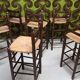 Lot of 6 stools with woven straw seats, chalet style 1970.