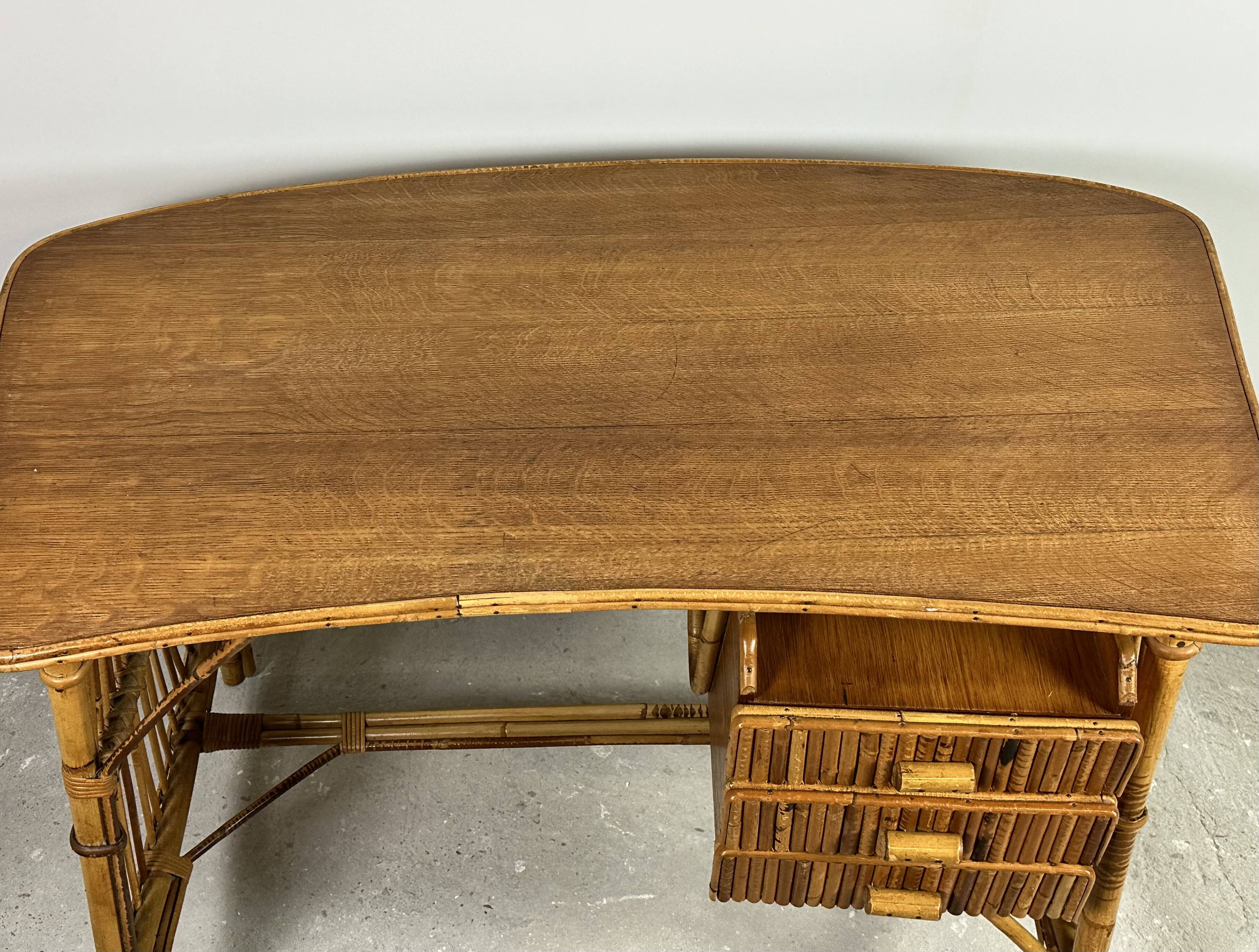Vintage rattan desk 1960