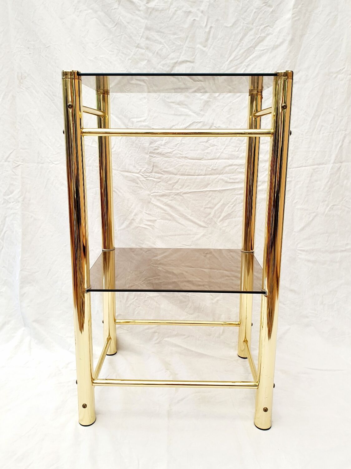 Sellette métal doré verre fumé