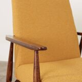 Mustard yellow curly Scandinavian armchair by H.Lis