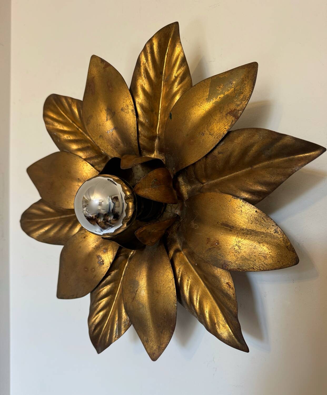 Golden flower wall light from the 70s
