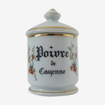 Pot à épices Poivre de Cayenne en porcelaine de France