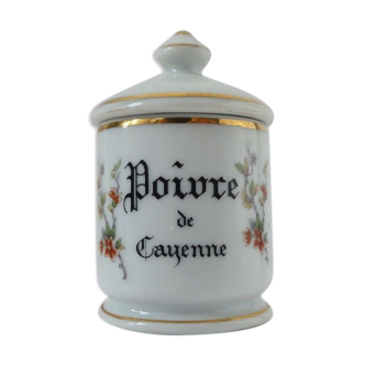 Spice pot Cayenne pepper in french porcelain