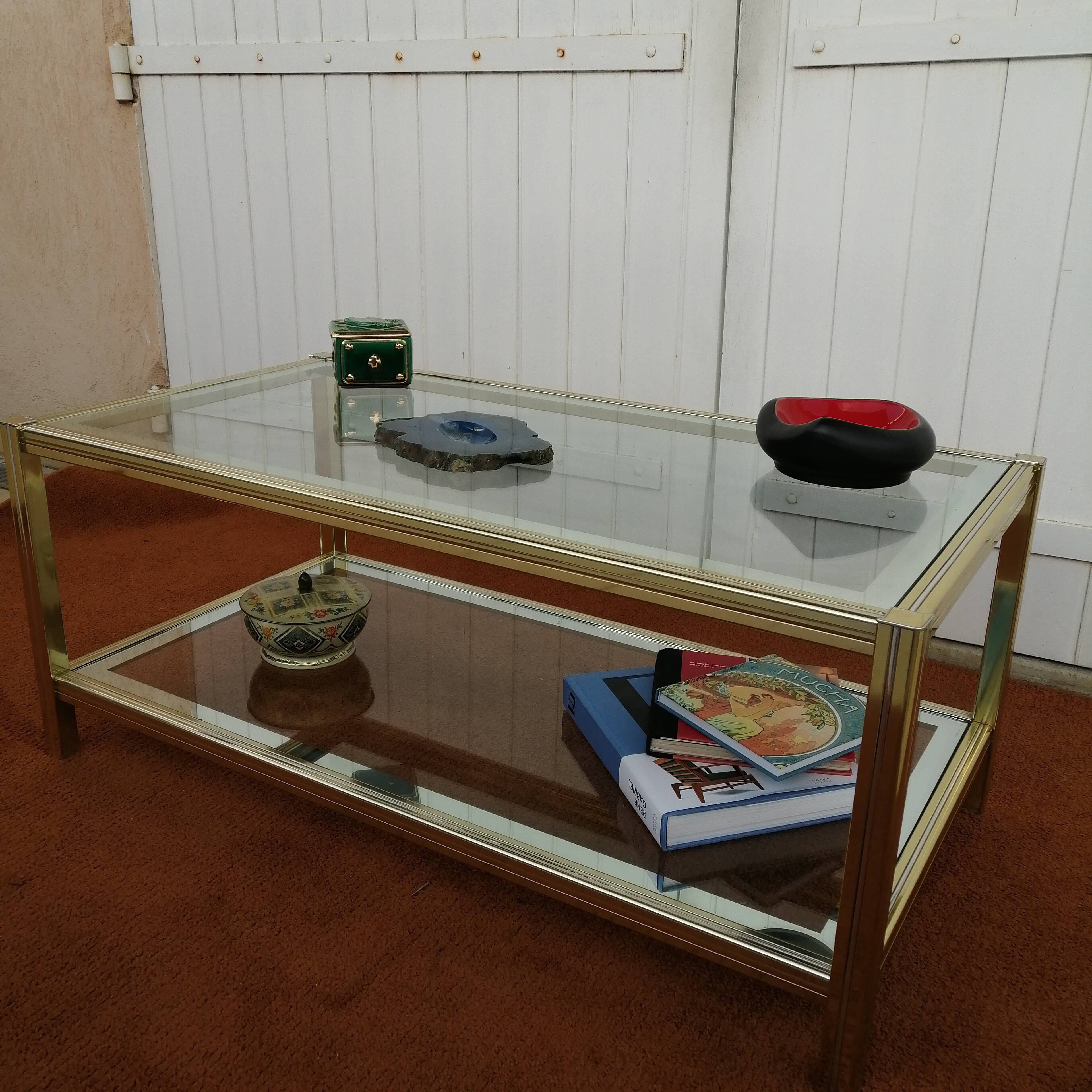 Jansen & Pierre Vandel spirit glass coffee table from the 60s