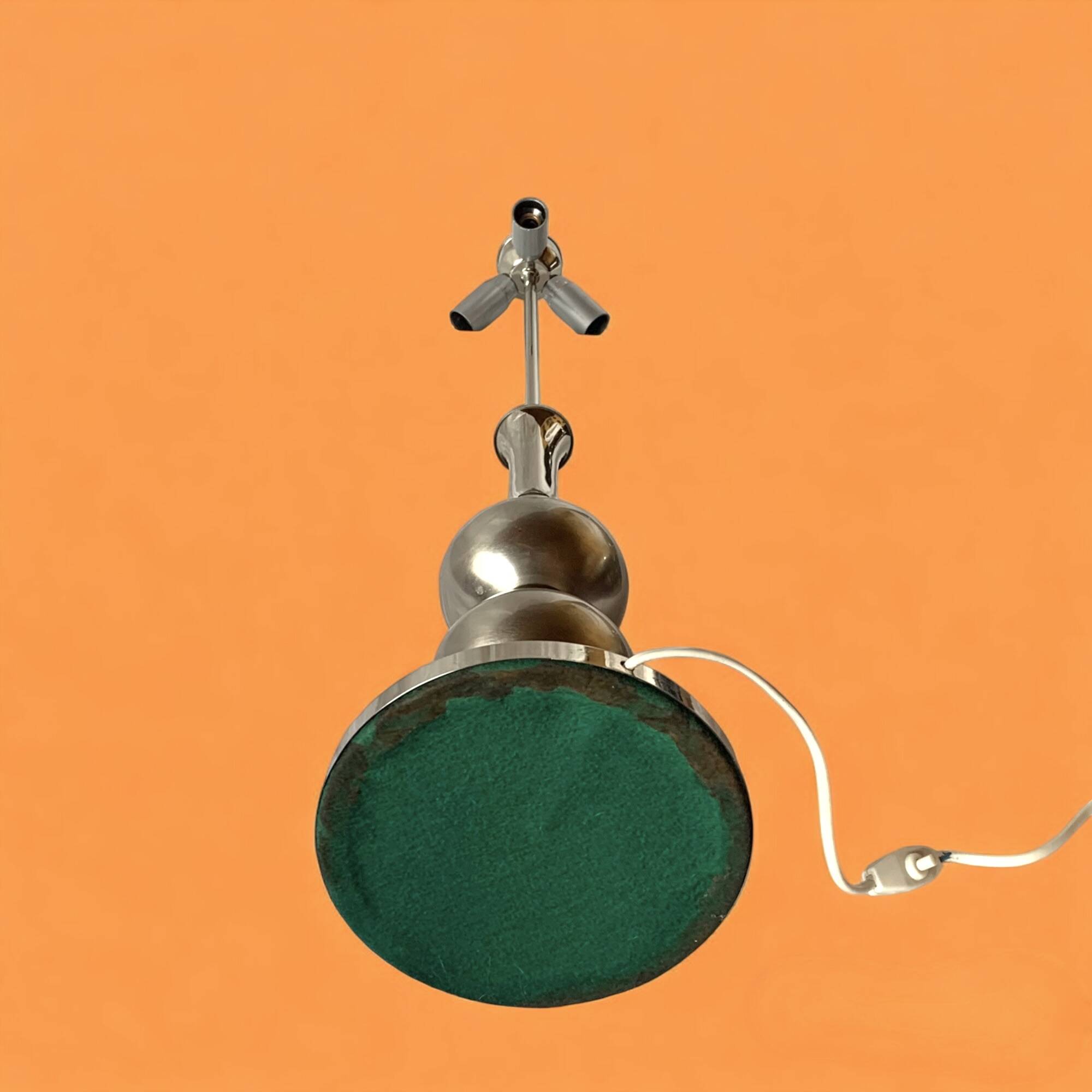 Large vintage floor lamp base in chrome metal and brushed aluminum