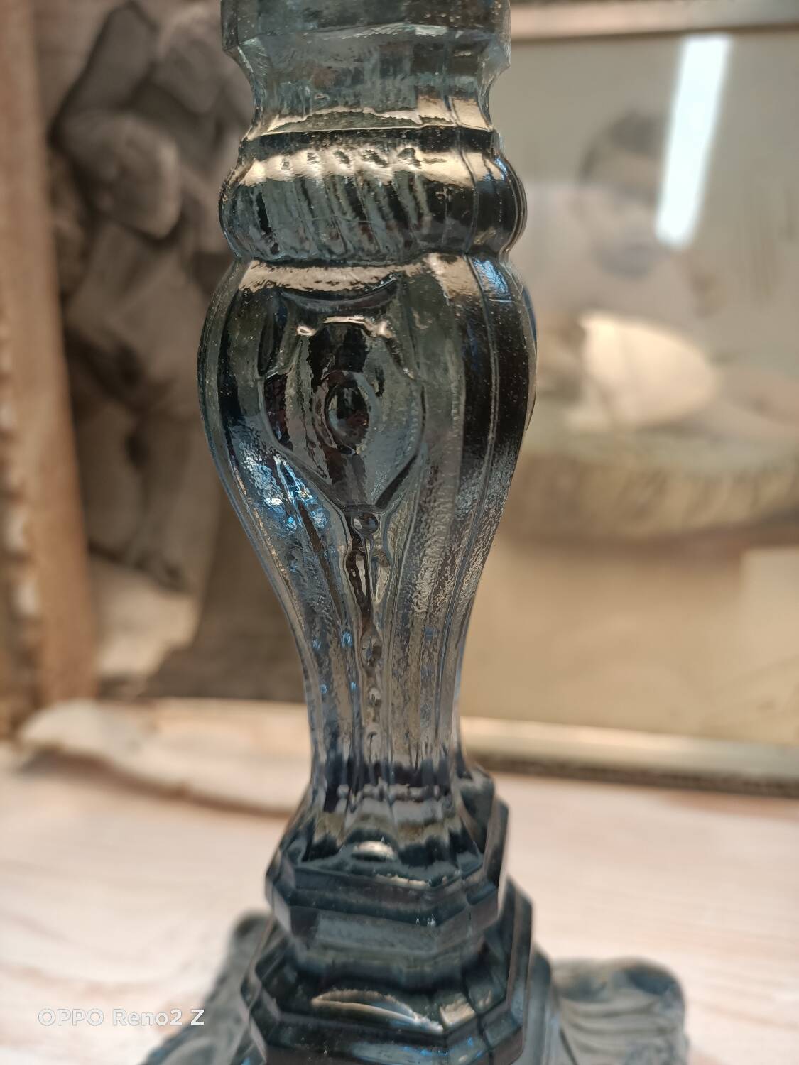 Paire de lampes en verre bleuté