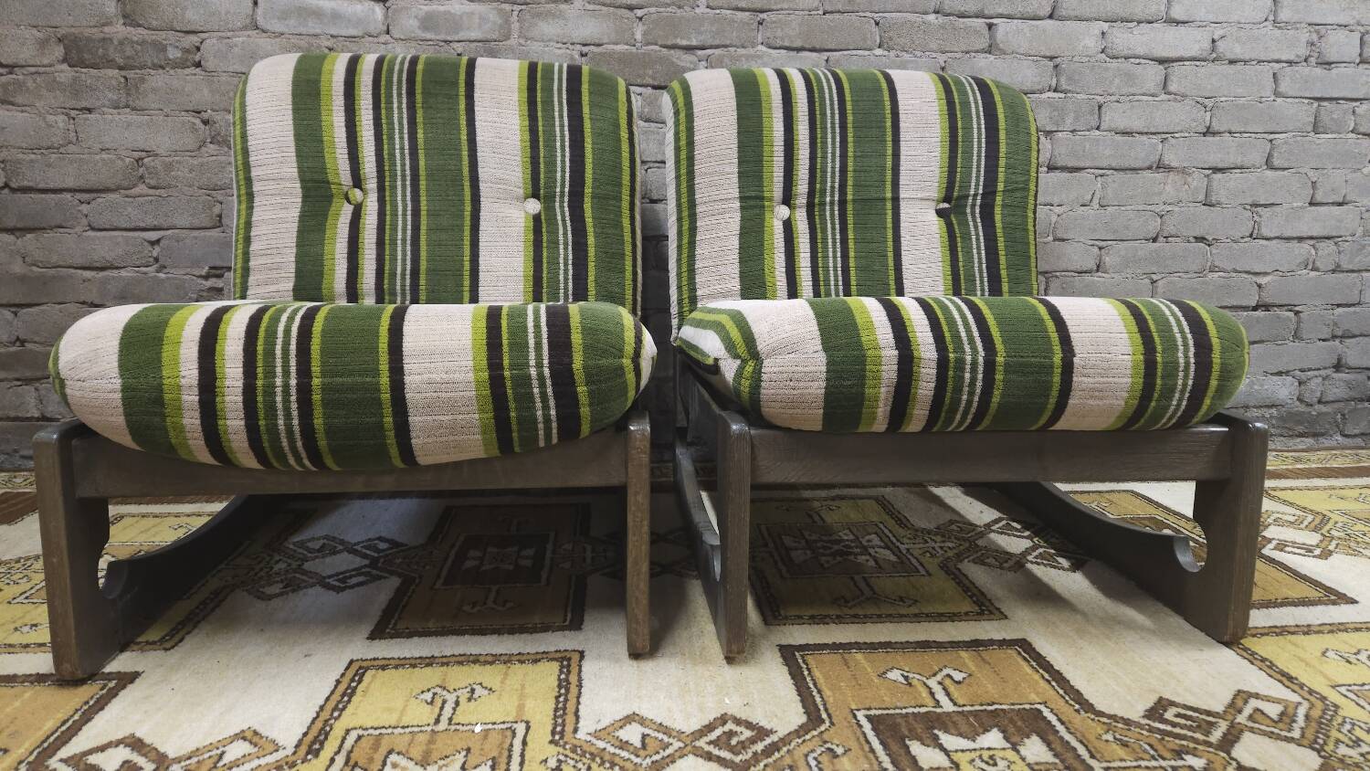Pair of green armchairs 1970
