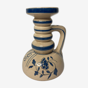 Vintage ceramic lamp foot decoration blue flower XXth