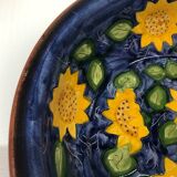 Portuguese ceramic dish decorated with sunflowers