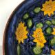 Portuguese ceramic dish decorated with sunflowers