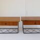 Pair of "string" wall-mounted bedside tables, Scandinavian, 1960.