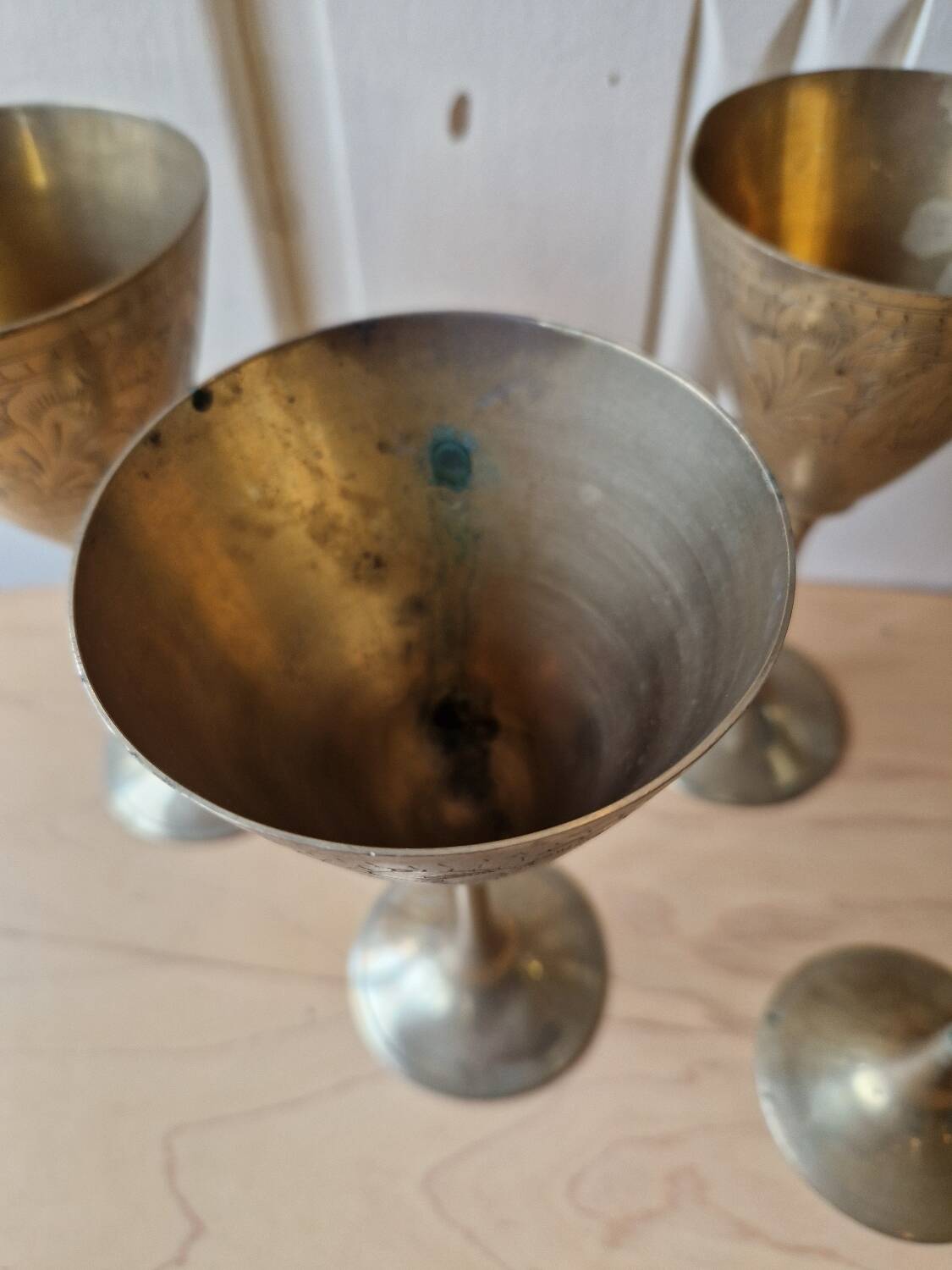 Lot 5 Calisse Verre En Laiton