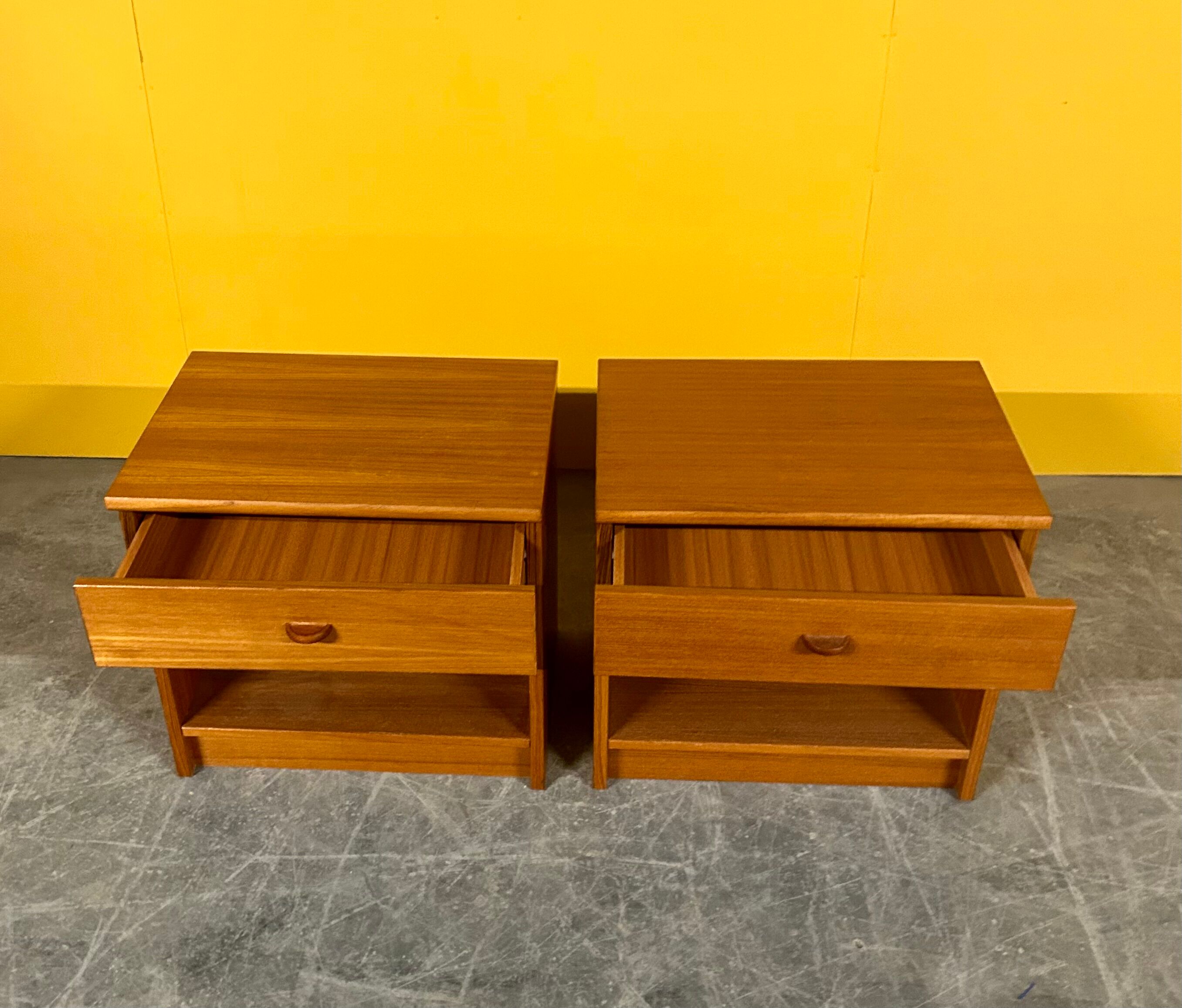Pair of Danish mid-century teak bedside tables 1960s