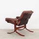 Fauteuil en cuir, design norvégien, années 1970, production : Norvège