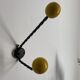 Patère vintage 2 boules en bois jaune